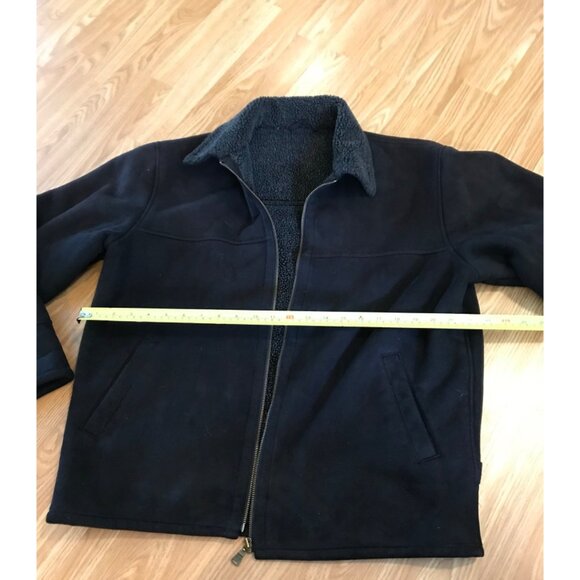 Hathaway Black Jacket Mens Med Sherpa Lining & Adjustable Buckle Zipper Collar - Picture 12 of 12